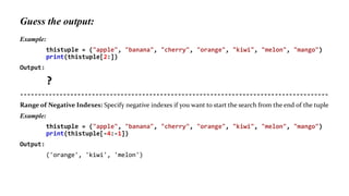 Tuple in python | PPT