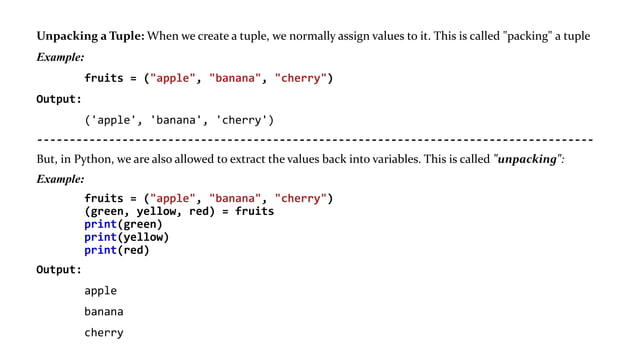 Tuple in python | PPTX | Programming Languages | Computing