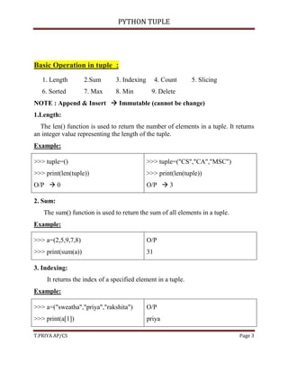 Python Tuple.pdf | Programming Languages | Computing