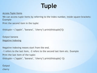Tuple in Python explained using powerpint | PPTX