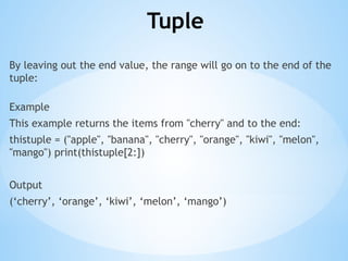 Tuple in Python explained using powerpint | PPTX