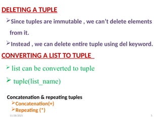 TUPLE DATATYPE syntax in python programming | PPTX