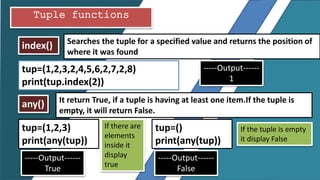 Tuple in python | PPTX | Programming Languages | Computing