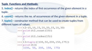 Tuples class 11 notes- important notes for tuple lesson | PPTX