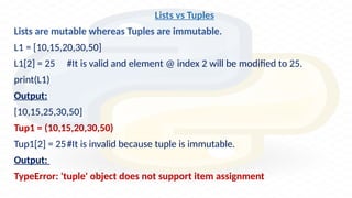Tuples class 11 notes- important notes for tuple lesson | PPTX