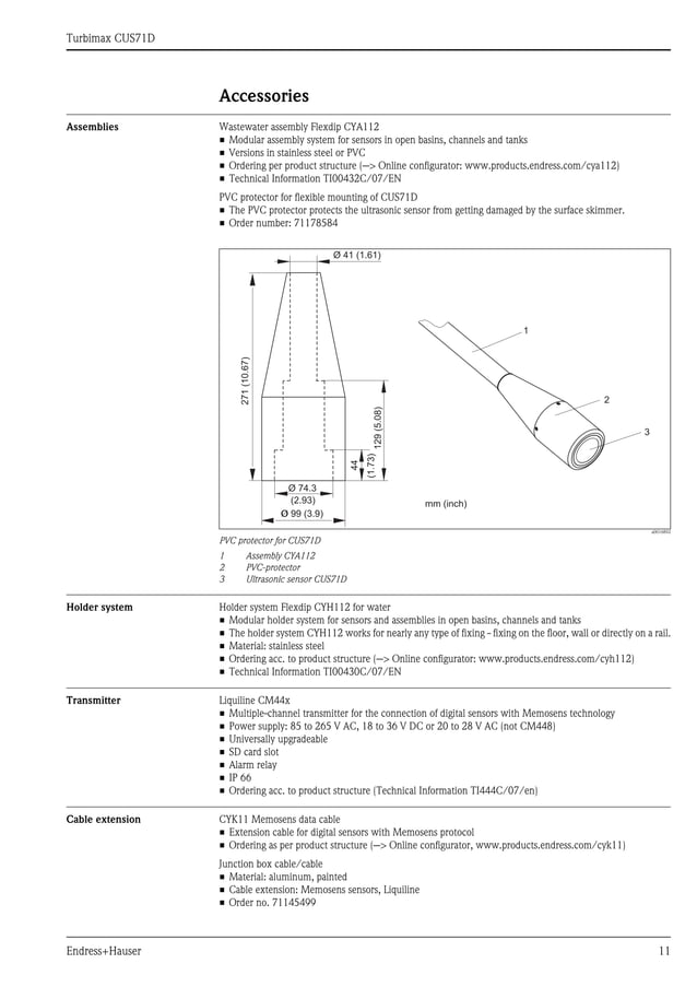 Turbimax cus71 d endress+hauser datasheet-ultrasonic interface sensor | PDF