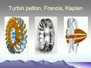 Turbin pelton, Francis, Kaplan
 