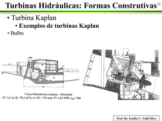 Prof. Dr. Emilio C. Nelli Silva
22
• Turbina Kaplan
• Exemplos de turbinas Kaplan
Turbinas Hidráulicas: Formas Construtivas
• Bulbo
 