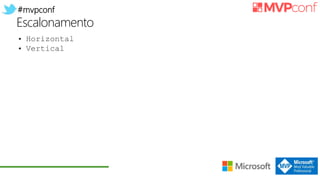#mvpconf
Escalonamento
• Horizontal
• Vertical
 