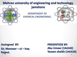 1
DEPARTMENT OF
CHEMICAL ENGINEERING.
 