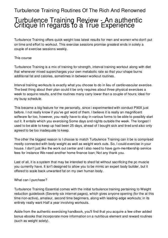 turbulence training routines of