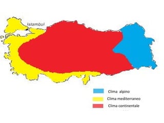 Clima alpino
Clima mediterraneo
Clima continentale
 
