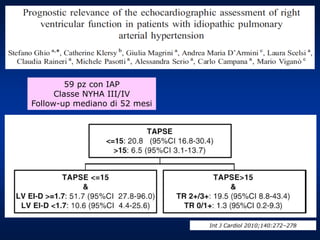 Int J Cardiol 2010;140:272–278
59 pz con IAP
Classe NYHA III/IV
Follow-up mediano di 52 mesi
 