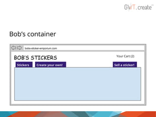 Bob’s container
bobs-sticker-emporium.com

Your Cart (2)

BOB’S STICKERS
Stickers

Create your own!

Sell a sticker!

BUY!

 