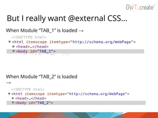 But I really want @external CSS...
When Module “TAB_1” is loaded →

When Module “TAB_2” is loaded
→

 