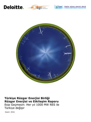 Kasım 2016
Türkiye Rüzgar Enerjisi Birliği
Rüzgar Enerjisi ve Etkileşim Raporu
Esip Geçmesin: Her yıl 1000 MW RES ile
Türkiye değişir
 