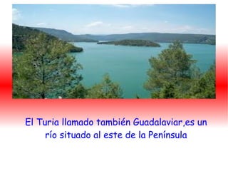 El Turia llamado también Guadalaviar,es un
     río situado al este de la Península
 