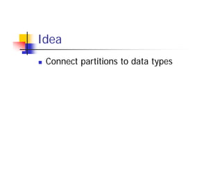 Idea
 Connect partitions to data types
 
