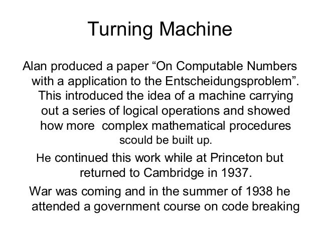 Research paper on turing machine