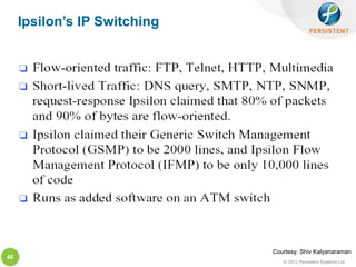 Ipsilon’s IP Switching




                              Courtesy: Shiv Kalyanaraman
48
                                 © 2012 Persistent Systems Ltd
 