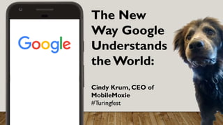 The New
Way Google
Understands
the World:
Cindy Krum, CEO of
MobileMoxie
#Turingfest
 