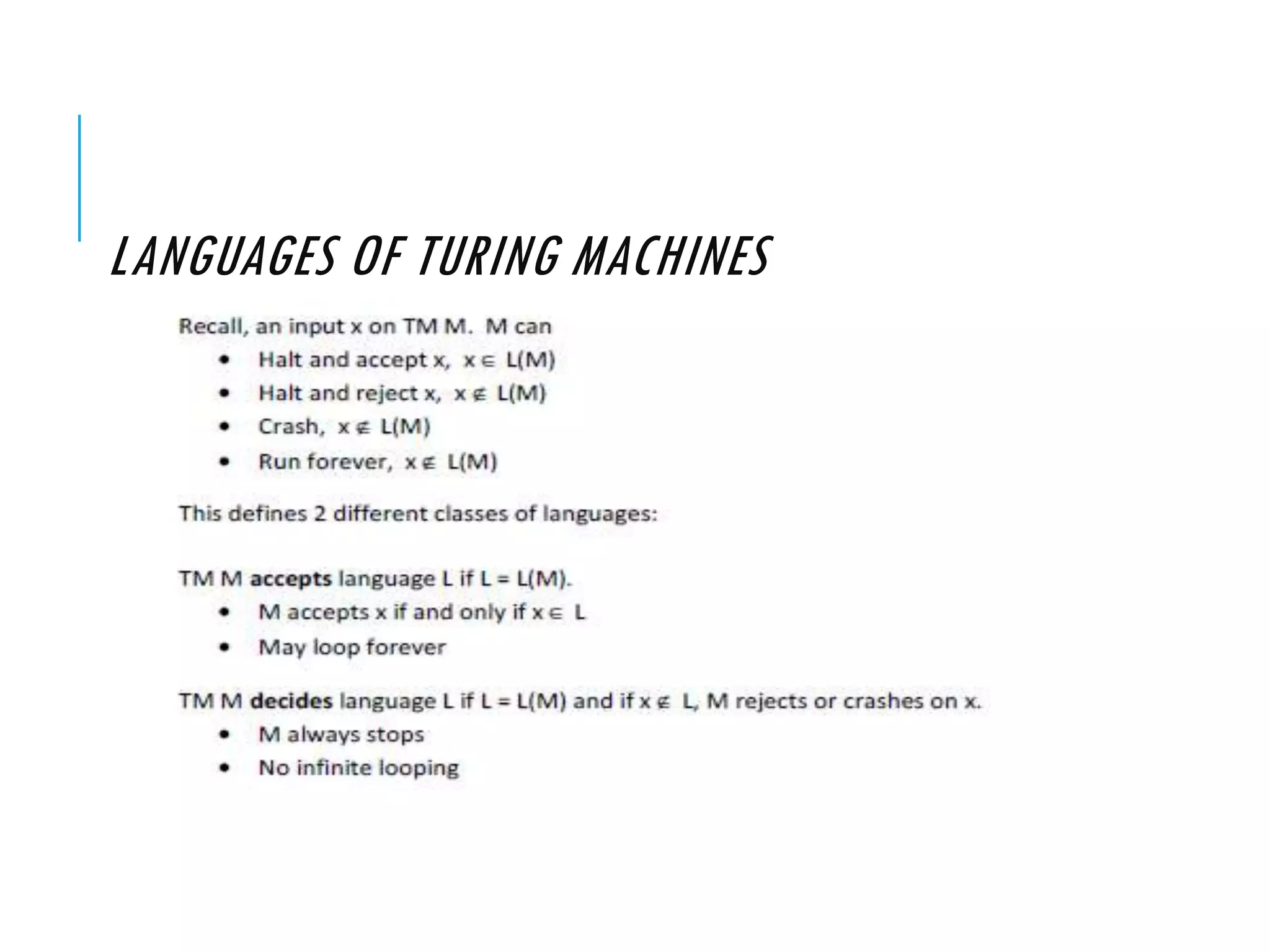 LANGUAGES OF TURING MACHINES
 