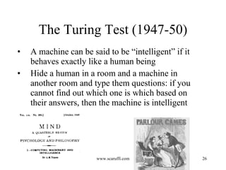 The Turing Test (1947-50) ,[object Object],[object Object]