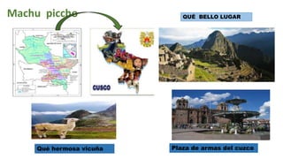 Machu piccho QUÉ BELLO LUGAR
Plaza de armas del cuzcoQué hermosa vicuña
 