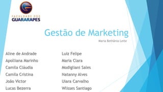 Gestão de Marketing
Maria Bethânia Leite
 
