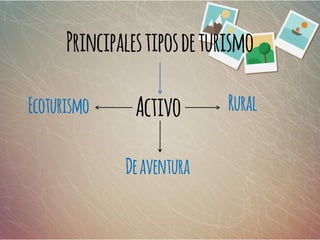 Principalestiposdeturismo
ActivoEcoturismo
Deaventura
Rural
 