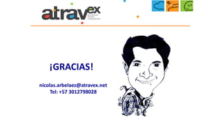 ¡GRACIAS!
nicolas.arbelaez@atravex.net
Tel: +57 3012798028
 