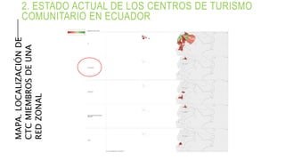 2. ESTADO ACTUAL DE LOS CENTROS DE TURISMO
COMUNITARIO EN ECUADORMAPA.LOCALIZACIÓNDE
CTCMIEMBROSDEUNA
REDZONAL
 