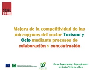 Mejora de la competitividad de las
micropymes del sector Turismo y
Ocio mediante procesos de
colaboración y concentración
Curso Cooperación y Concentración
en Sector Turismo y Ocio
 
