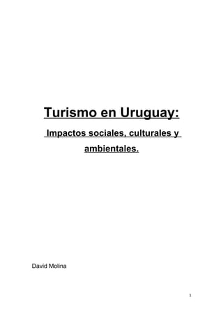 Turismo en Uruguay:
Impactos sociales, culturales y
ambientales.
David Molina
1
 