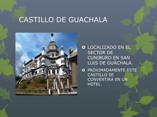 CASTILLO DE GUACHALA


               LOCALIZADO EN EL
                SECTOR DE
                CUNIBURO EN SAN
        ...