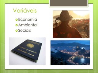 Variáveis
Economia
Ambiental
Sociais
 