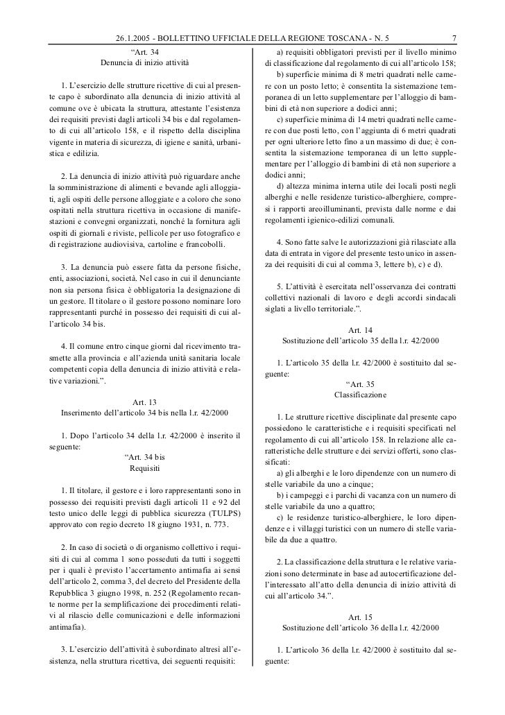 TURISMO REGIONE TOSCANA - Modifiche Testo unico delle ...