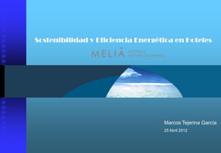 Sostenibilidad y Eficiencia Energética en Hoteles




                                   Marcos Tejerina García
                                   25 Abril 2012
 