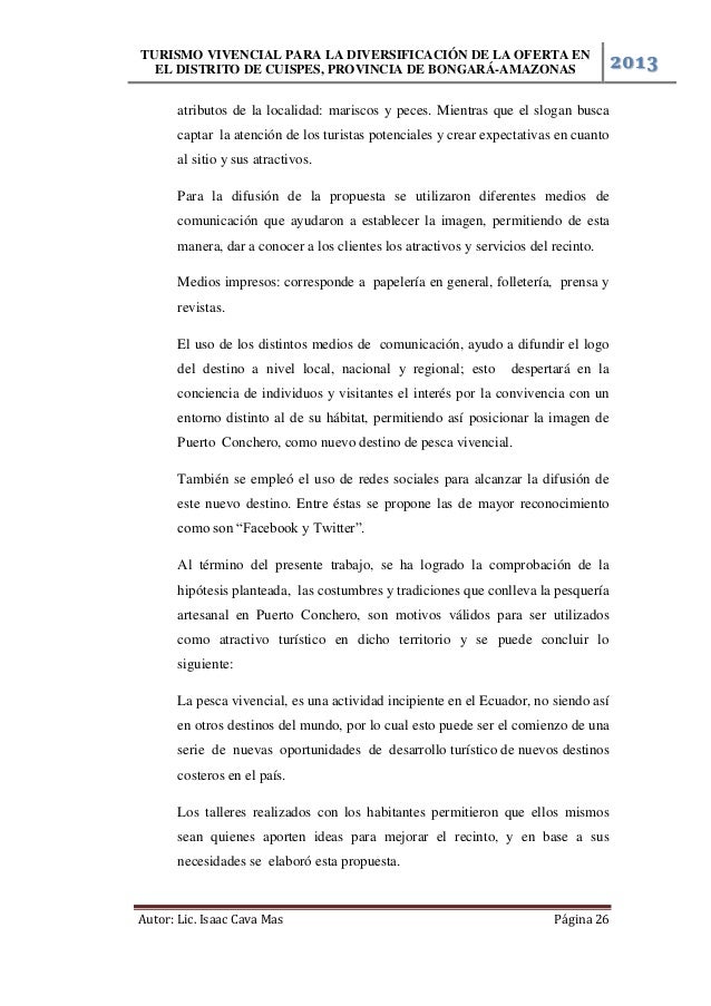 Turismo Vivencial Para La Diversificacion De La Oferta En El