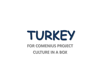 TURKEY FOR COMENIUS PROJECT CULTURE IN A BOX 