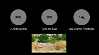 Used local infill Smaller base
0.4g
High seismic resistance
 