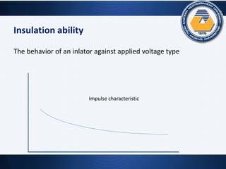 Insulation ability
The behavior of an inlator against applied voltage type
Impulse characteristic
 