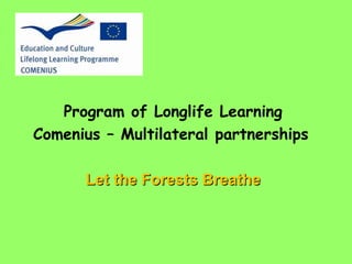 Program of Longlife Learning
Comenius – Multilateral partnerships

      Let the Forests Breathe
 