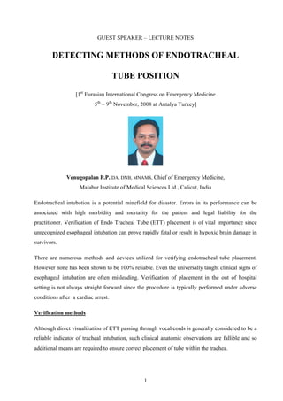 Detecting methods of endotracheal tube positions | PDF