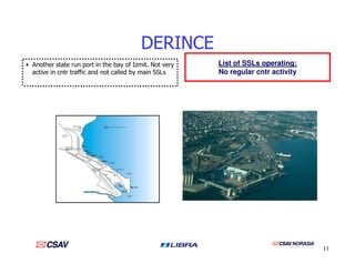 DERINCE
• Another state run port in the bay of Izmit. Not very
active in cntr traffic and not called by main SSLs
List of SSLs operating:
No regular cntr activity
11
 