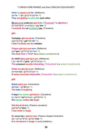 Turkish verb frames and their english equivalents in sentences | PDF