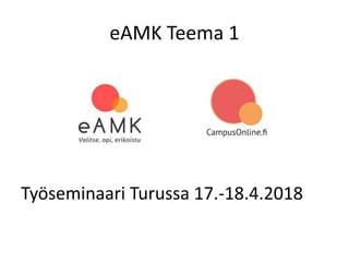 eAMK Teema 1
Työseminaari Turussa 17.-18.4.2018
 