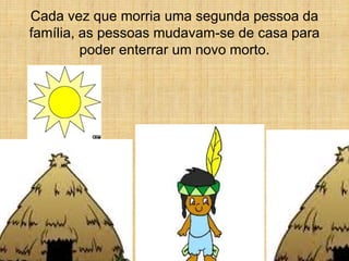 Cada vez que morria uma segunda pessoa da
família, as pessoas mudavam-se de casa para
         poder enterrar um novo morto.
 