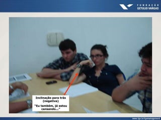 Inclinação para trás
(negativa)
“Eu também, já estou
cansando...”
 