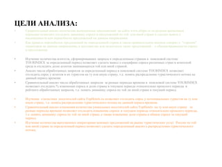 Цели анализа:Сравнительный анализ количества выпущенных предложений на сайте www.allspo.ru по разным временным  периодам позволяет отследить динамику спроса и предложений по той  или иной стране и сделать вывод о насыщенности или переизбытке предложений на данном направлении.